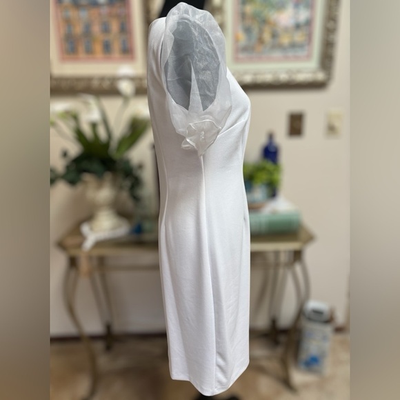 JM STUDIO BY JOHN MEYER Winter White Midi Cocktail Holiday Formal Dress SZ 6 - Picture 3 of 14